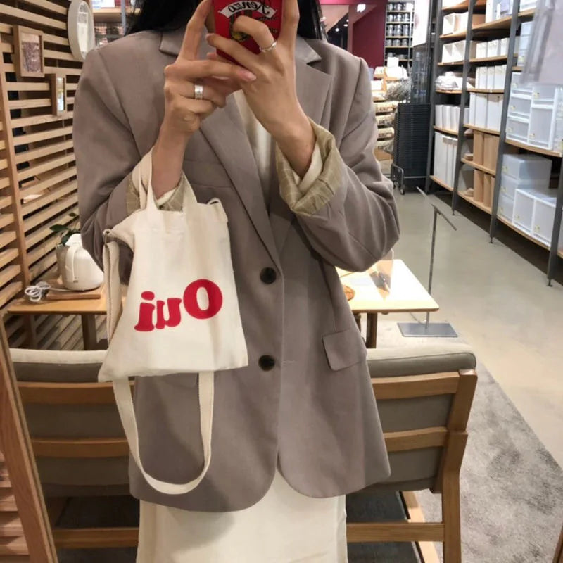 Canvas Bag Women's Shoulder Bag Small Printing Hand-held Ladies Hand