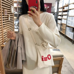 Canvas Bag Women's Shoulder Bag Small Printing Hand-held Ladies Hand