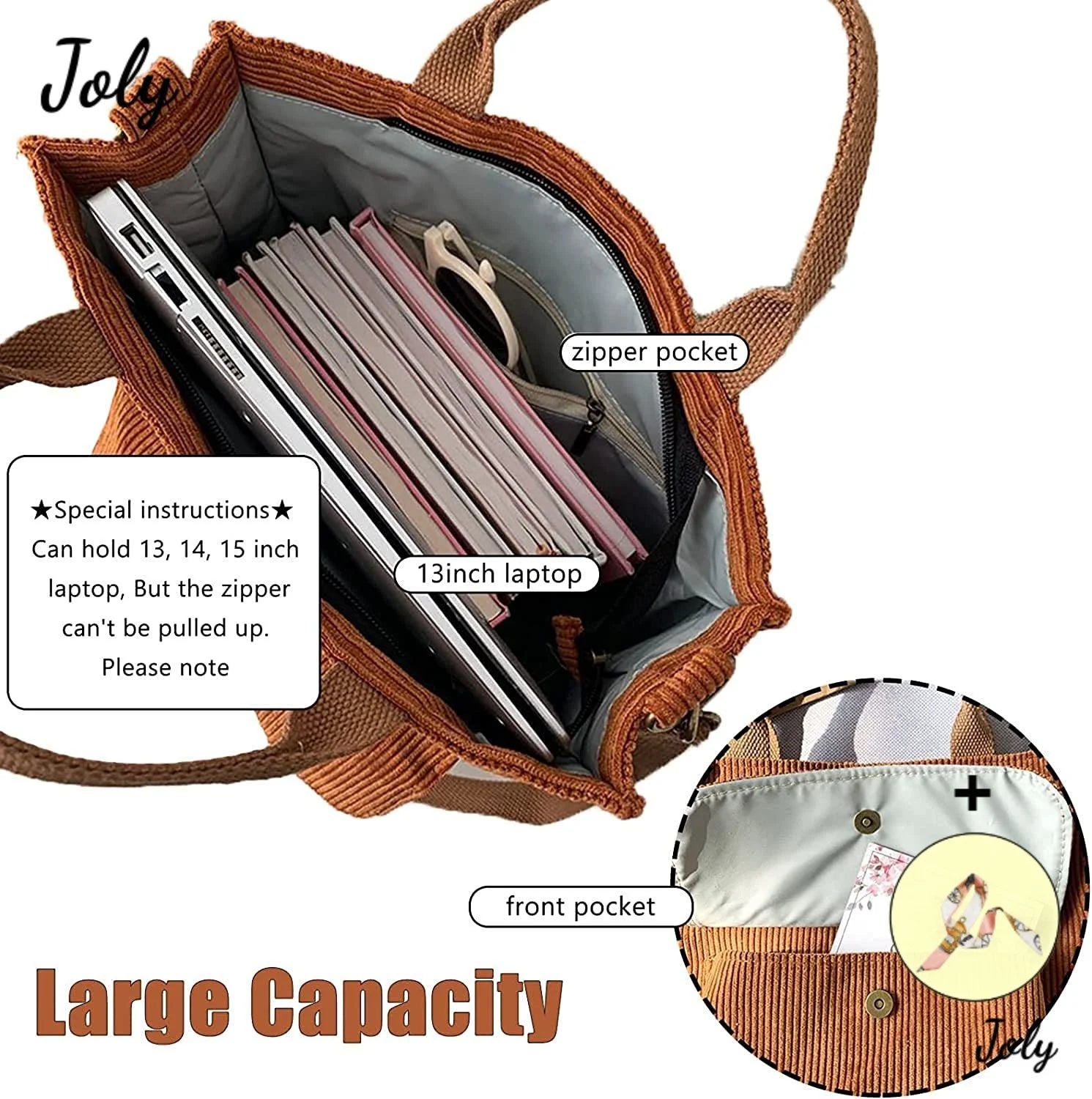 Women's Corduroy Shoulder Bag, Top-handle Canvas Handbag