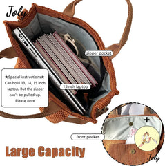 Women's Corduroy Shoulder Bag, Top-handle Canvas Handbag