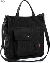 Women's Corduroy Shoulder Bag, Top-handle Canvas Handbag
