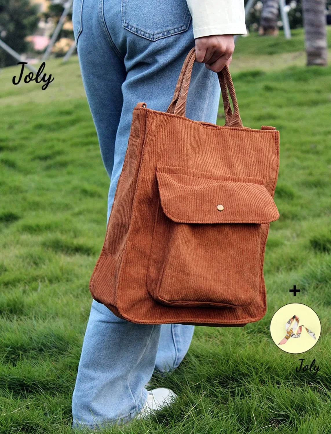 Women's Corduroy Shoulder Bag, Top-handle Canvas Handbag