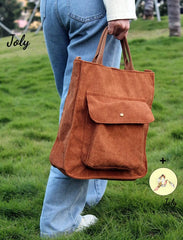 Women's Corduroy Shoulder Bag, Top-handle Canvas Handbag