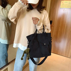 Canvas Shoulder Bag Large Capacity Shopper Tote Bag Casual Cross Body Bag Women