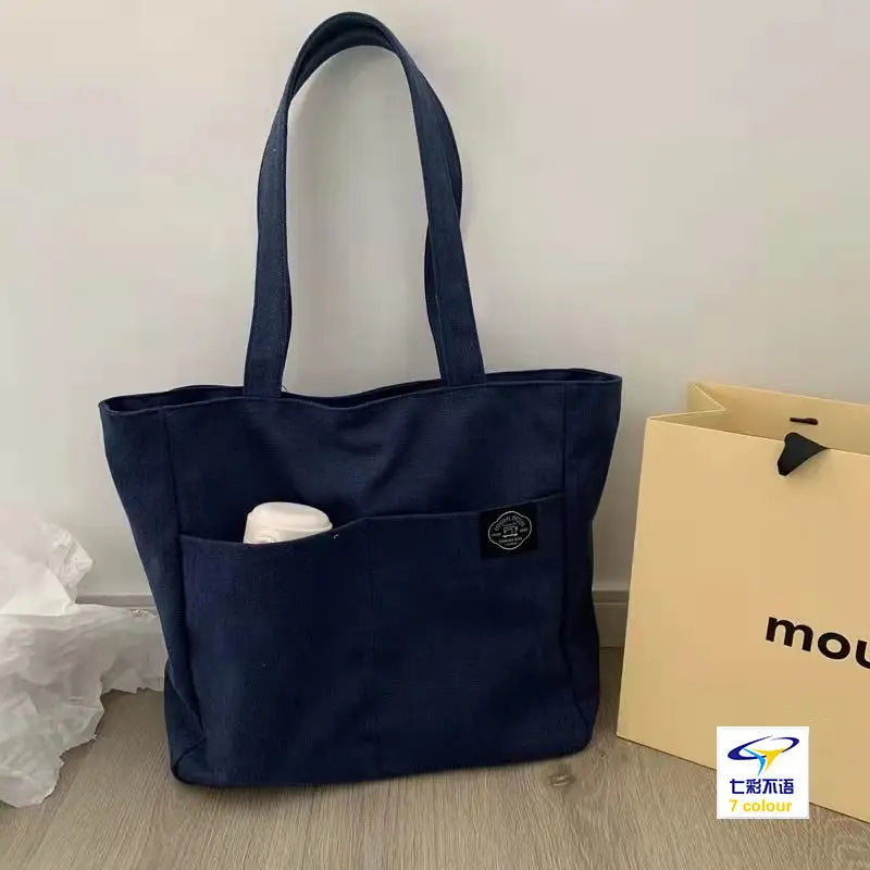 Women Shoulder Bag Canvas School Big Capacity Handbag Eco Reusable Tote Bag