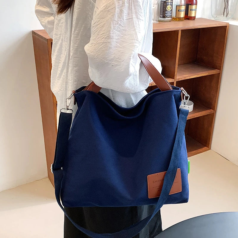 Large Capacity Canvas Tote Bag Women's Shoulder Crossbody Handbag