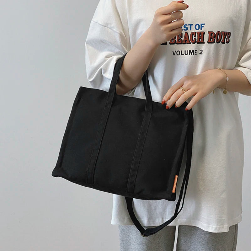 Canvas Casual Tote Women's Bag Solid Shopper Handbag Large Capacity