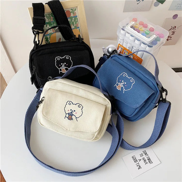 Casual Women's Tote Shoulder Bag Cartoon Crossbody Bag Cotton Handbag