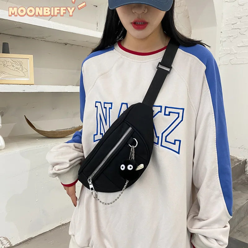 Canvas Chest Bag for Women Casual Belt Bags High Waist Pack