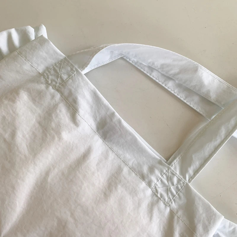 Canvas Ruffled Shoulder Bag Large Capacity Tote