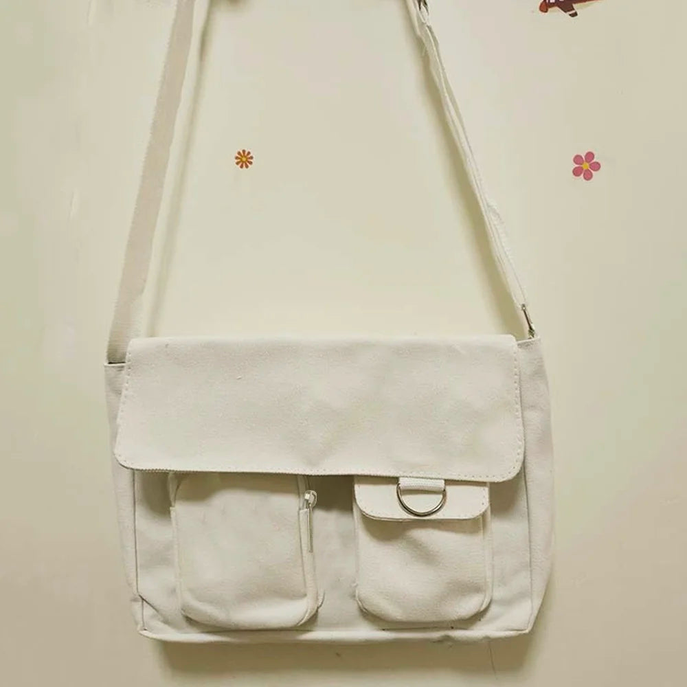 Canvas Crossbody Bags Youth Casual Large Capacity Schoolbag Ladies Shoulder Bag