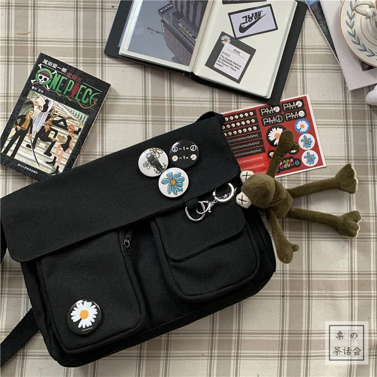 Canvas Diagonal Crossbody Bag for Women Large Capacity Shoulder Bag