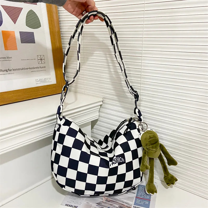 Plaid Crossbody Bag for Women Shoulder Bag Solid Messenger Bag