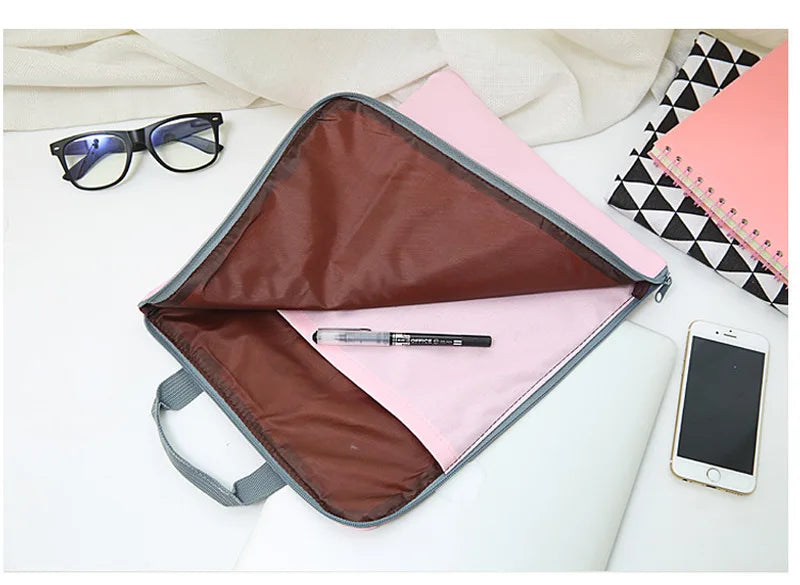 Canvas A4 File Folder Dual Buckles Filing Bag Waterproof Paper Organizer