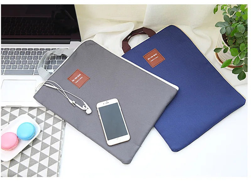 Canvas A4 File Folder Dual Buckles Filing Bag Waterproof Paper Organizer