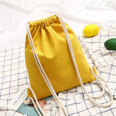 Canvas Drawstring Backpack School Gym Bag Casual Knapsack Women Bags