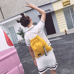 Canvas Drawstring Backpack School Gym Bag Casual Knapsack Women Bags
