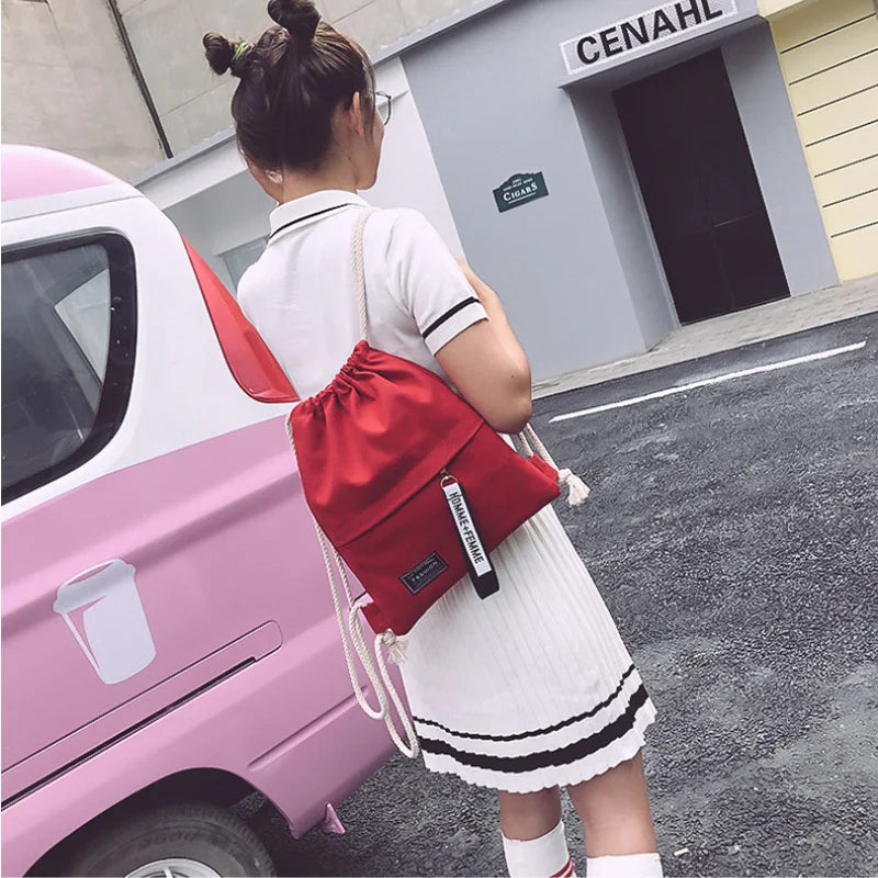 Canvas Drawstring Bags Backpack Sport Storage Bag Eco Friendly Cotton Backpack