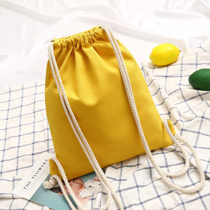 Canvas Drawstring Bags Backpack Sport Storage Bag Eco Friendly Cotton Backpack