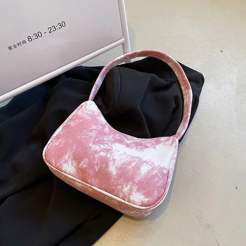 Tie Dye Canvas Handbag for Women Large Shoulder Crossbody Bag