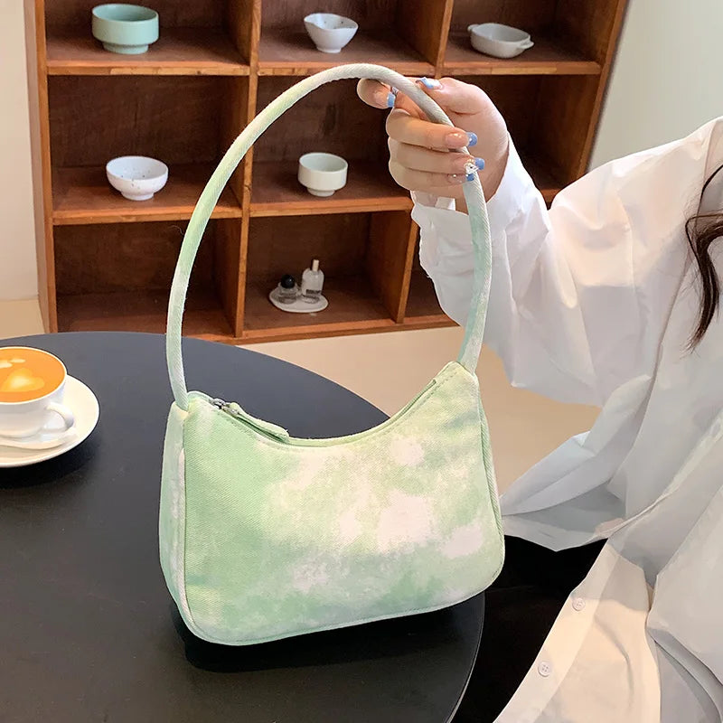 Tie Dye Canvas Handbag for Women Large Shoulder Crossbody Bag