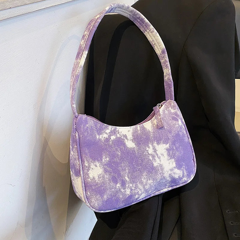 Tie Dye Canvas Handbag for Women Large Shoulder Crossbody Bag