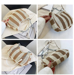 Canvas Handbags Women Shoulder Bags Beaded Portable Armpit Crossbody Bags