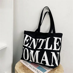Large Capacity Letter Tote Canvas Handbag Shoulder Bag