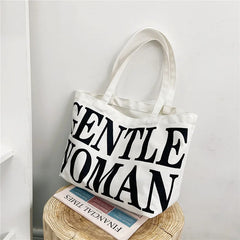 Large Capacity Letter Tote Canvas Handbag Shoulder Bag