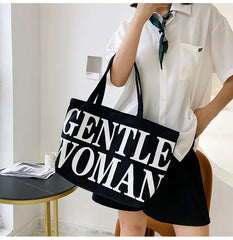 Large Capacity Letter Tote Canvas Handbag Shoulder Bag