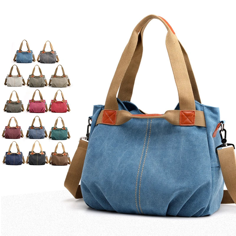 Canvas Hobos Bag Women Handbags Large Capacity Shoulder Bags for Travel Weekend