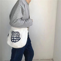 Canvas Human Polar Bear Backpacks Buckle Shoulder Strap Handbag Men Women