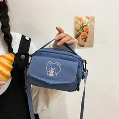 Canvas Ladies Diagonal Cross Bag Cartoon Print Small Handbags Shoulder Bag
