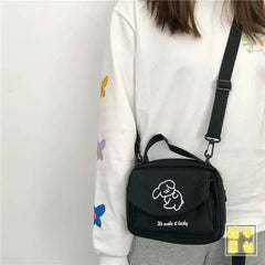 Canvas Ladies Diagonal Cross Bag Cartoon Print Small Handbags Shoulder Bag