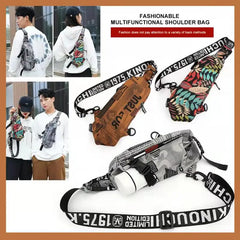 Punk Retro Letter Chest Bag Waterproof Nylon Shoulder Bag