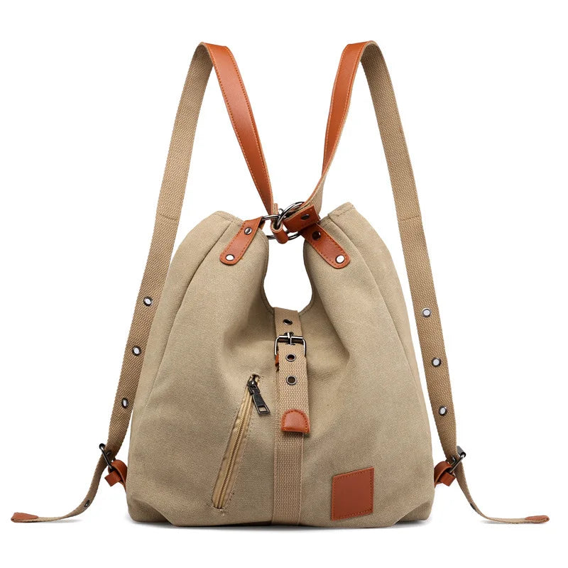Canvas Multi-function Hand-held Single-shoulder Double-shoulder Female Bag