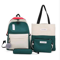 Canvas Panelled Shoulder Bags Set for Teenage Girls
