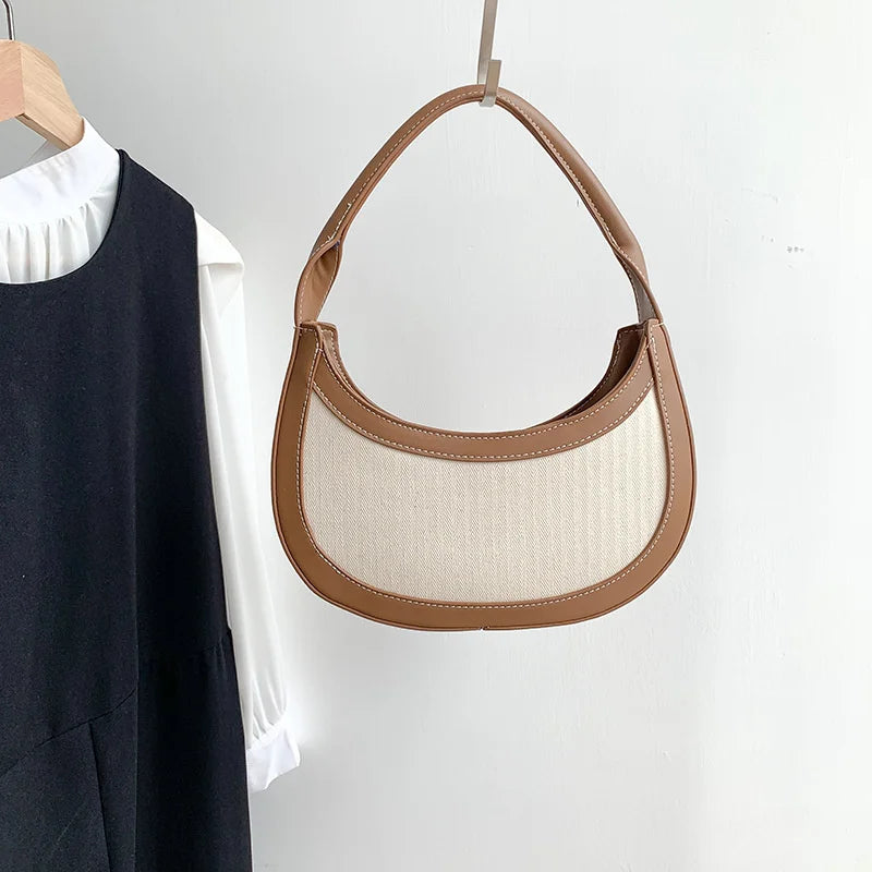 Canvas Patchwork Shoulder Side Bags For Women Winter Bag Ladies