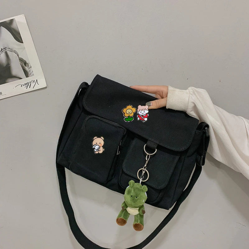 Canvas Shoulder Bag Messenger Bags for Women Men Crossbody Bags Tote Bag