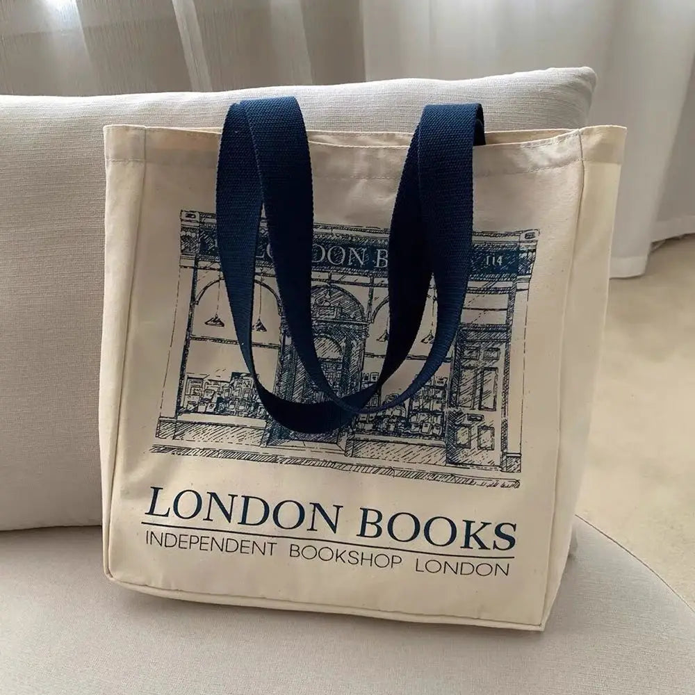 Canvas Shoulder Bag Casual Print Large Capacity Shopping Tote