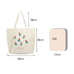 Tulip Printing Canvas Shoulder Bag Women Handbag Tote
