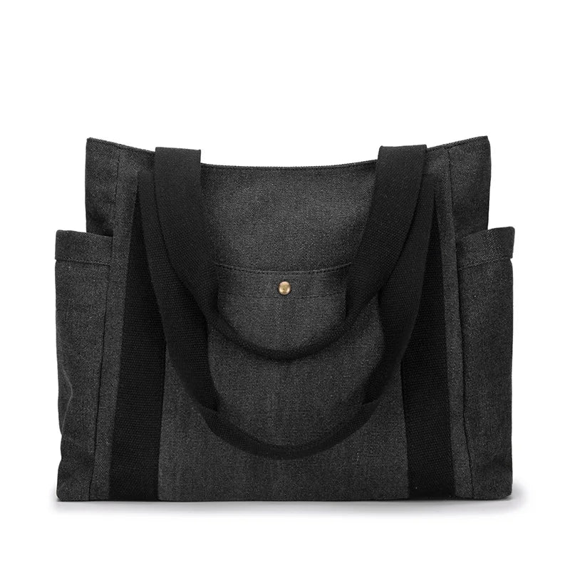 Canvas Shoulder Bag Handbag Large Capacity Mommy Bag Retro Tote Solid