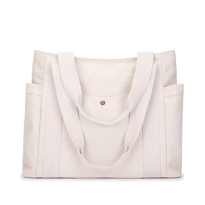 Canvas Shoulder Bag Handbag Large Capacity Mommy Bag Retro Tote Solid