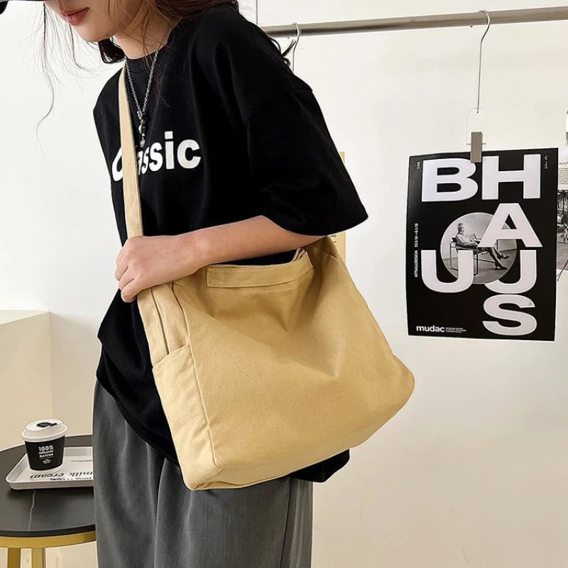 Canvas Shoulder Bag Handbag for Women Casual Tote Eco Crossbody Bag