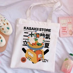 Cartoon Print Canvas Shoulder Bag Eco-friendly Reusable Tote Bag