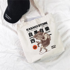 Cartoon Print Canvas Shoulder Bag Eco-friendly Reusable Tote Bag