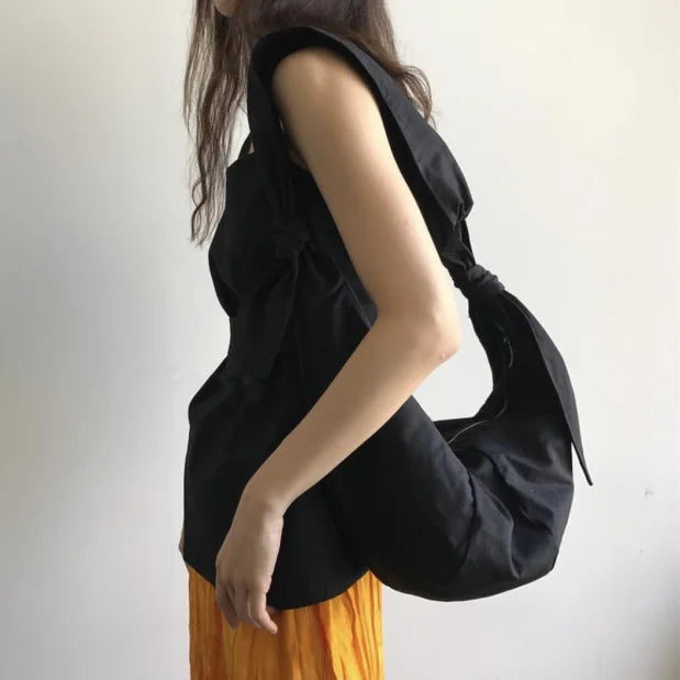 Canvas Shoulder Bag Women Tie Hobos Crossbody Bags Ladies Handbags Shopping Bag
