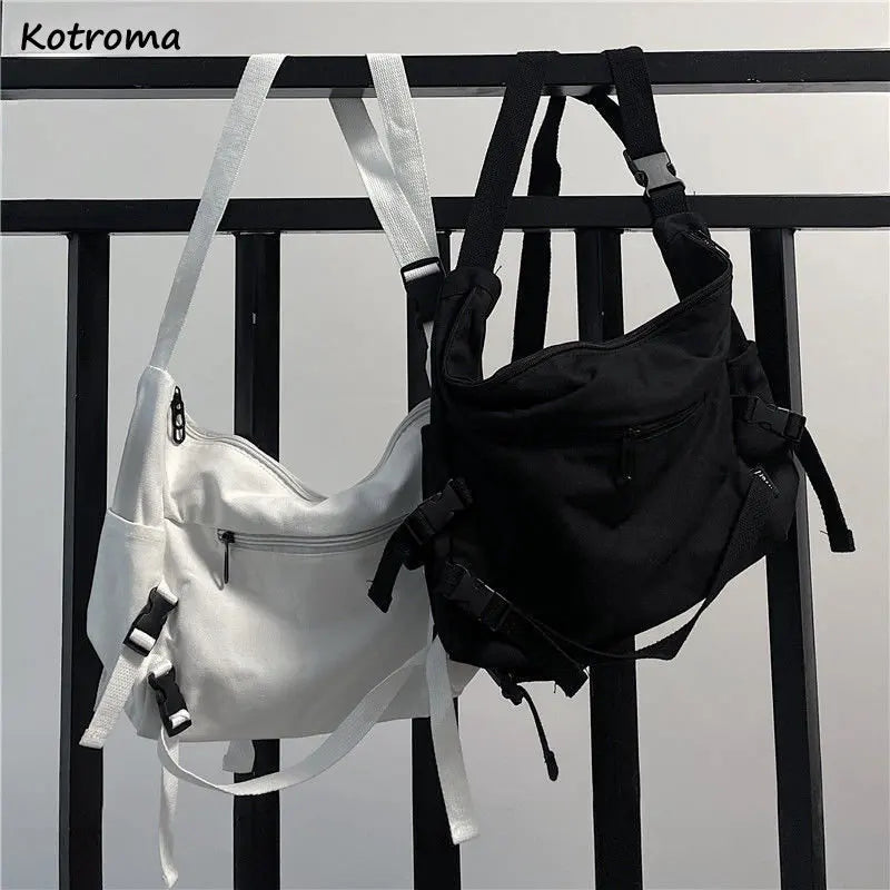 Japanese Retro Canvas Shoulder Crossbody Bag Preppy Style