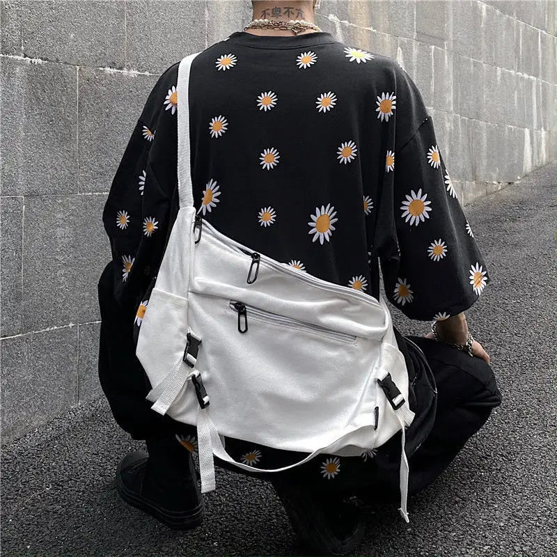 Japanese Retro Canvas Shoulder Crossbody Bag Preppy Style