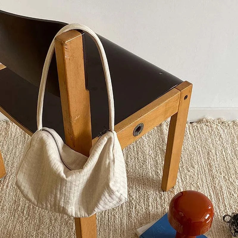 Retro Canvas Shoulder Bag Women Square Big Capacity Underarm